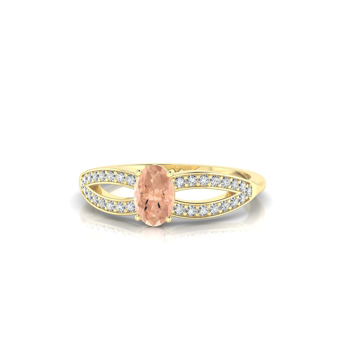 Prestige | 18k Yellow Gold 6 x 4 mm Oval Morganite Ring