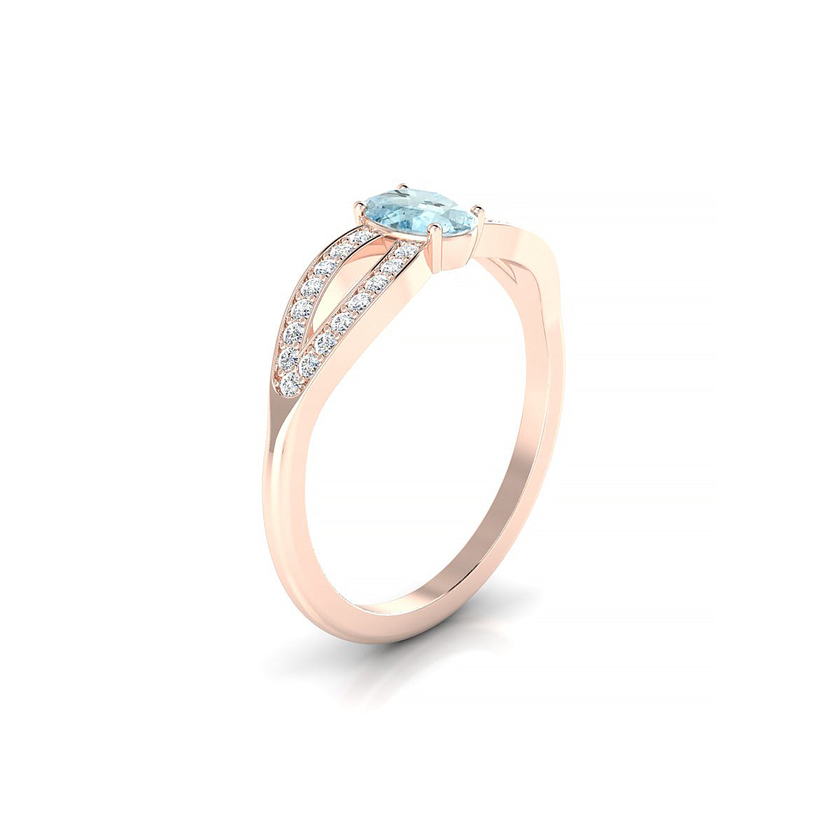 Prestige | 18k Rose Gold 6 x 4 mm Oval Aquamarine Ring