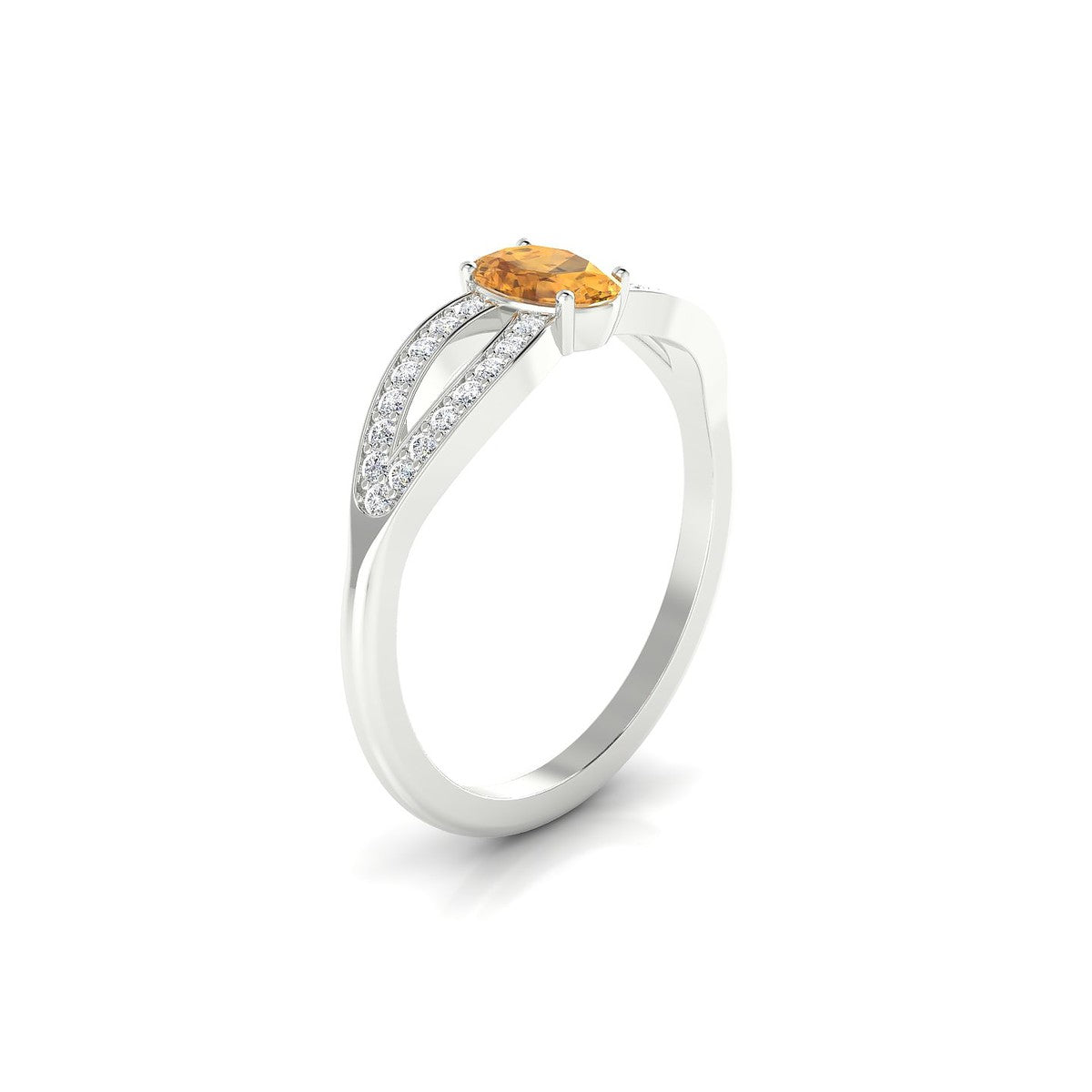 Prestige | 18k White Gold 6 x 4 mm Oval Citrine Ring