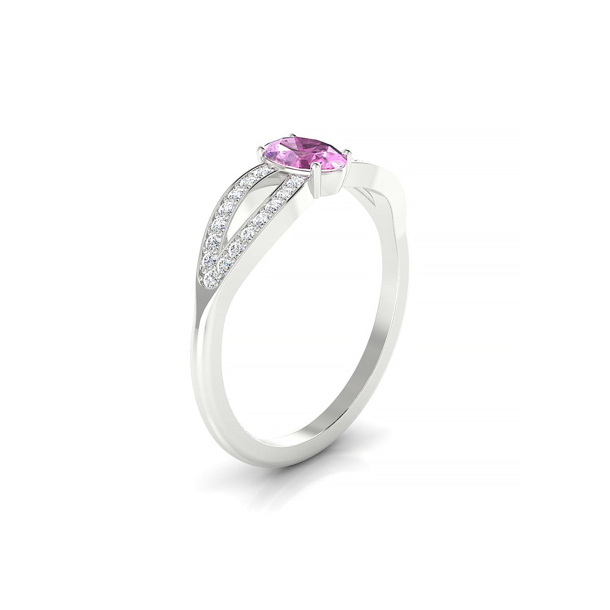 Prestige | 18k White Gold 6 x 4 mm Oval Pink Sapphire Ring