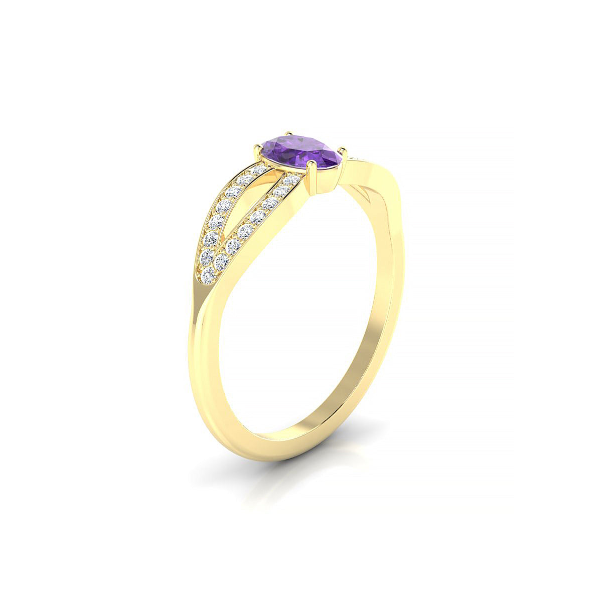 Prestige | 18k Yellow Gold 6 x 4 mm Oval Amethyst Ring