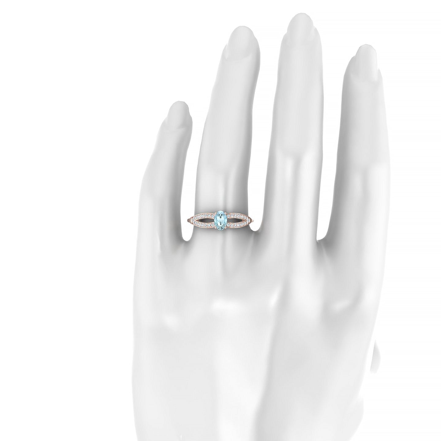 Prestige | 18k Rose Gold 6 x 4 mm Oval Aquamarine Ring