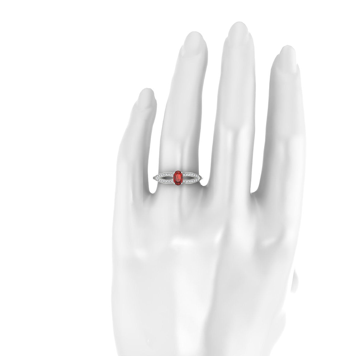 Prestige | 18k White Gold 6 x 4 mm Oval Garnet Ring