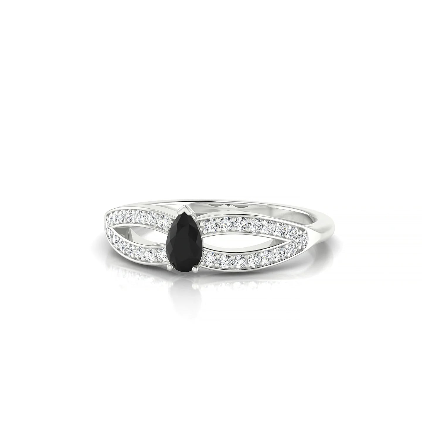 Prestige | 18k White Gold 5 x 3 mm Pear Black Diamond Ring