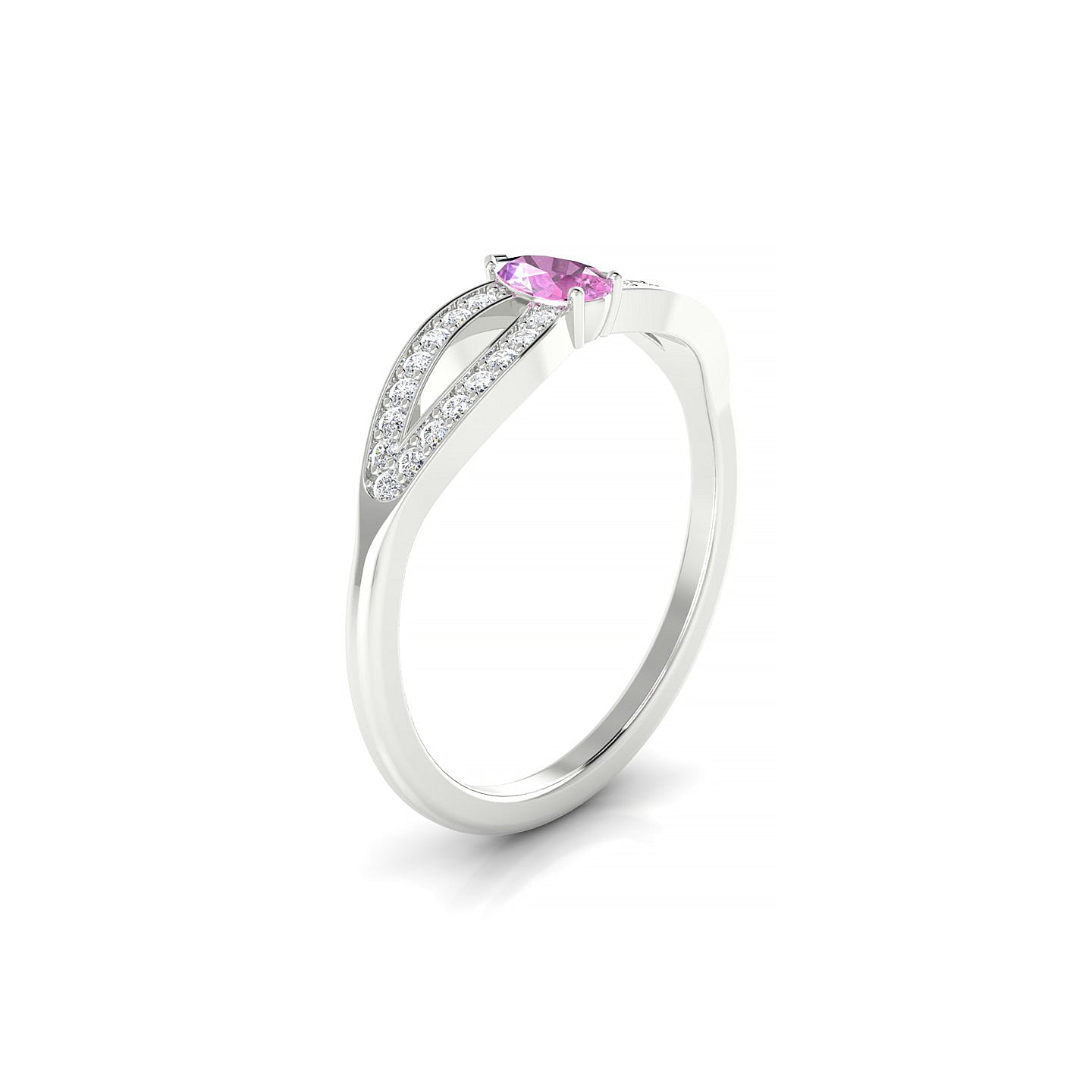 Prestige | 18k White Gold 5 x 3 mm Pear Pink Sapphire Ring