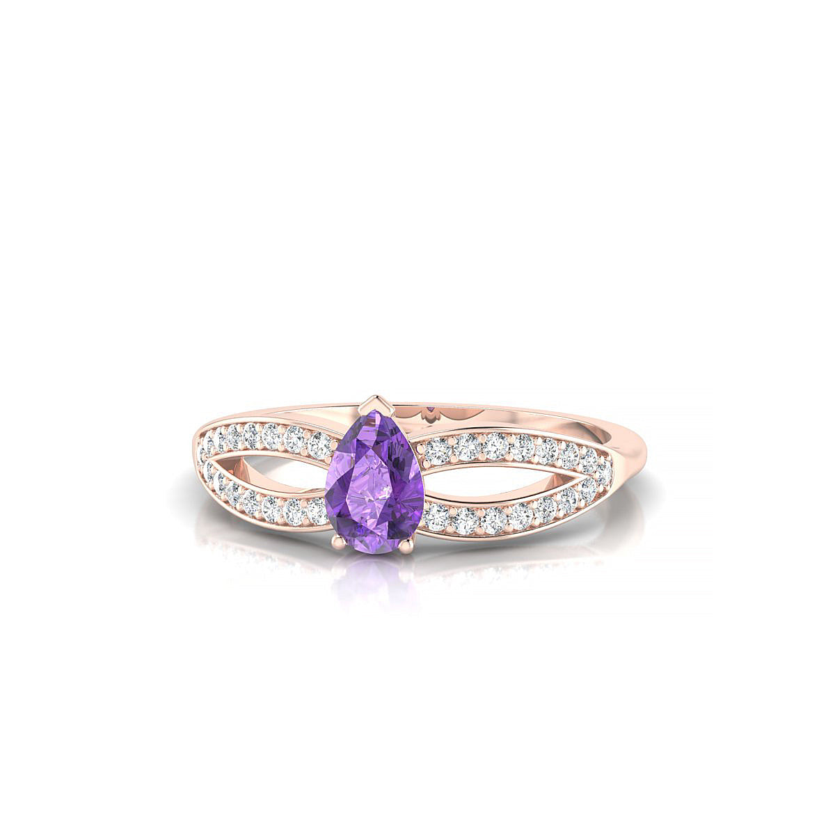 Prestige | 18k Rose Gold 6 x 4 mm Pear Amethyst Ring