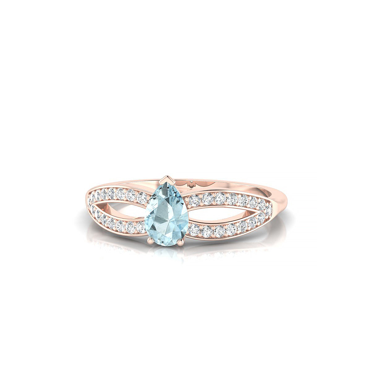Prestige | 18k Rose Gold 6 x 4 mm Pear Aquamarine Ring