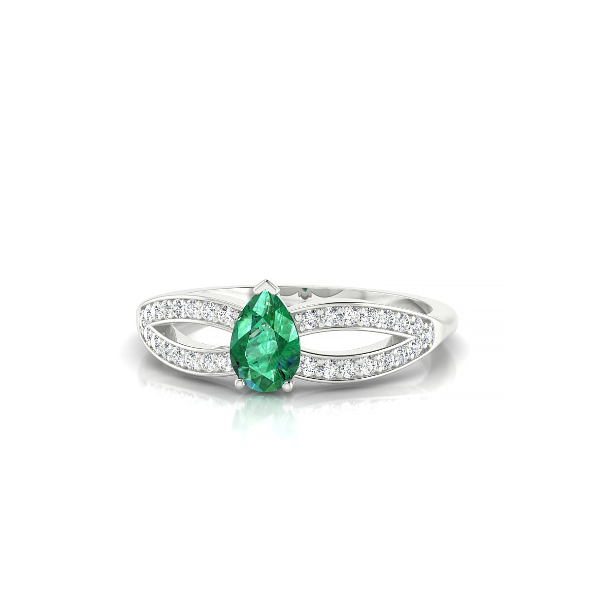 Prestige | 18k White Gold 6 x 4 mm Pear Emerald Ring