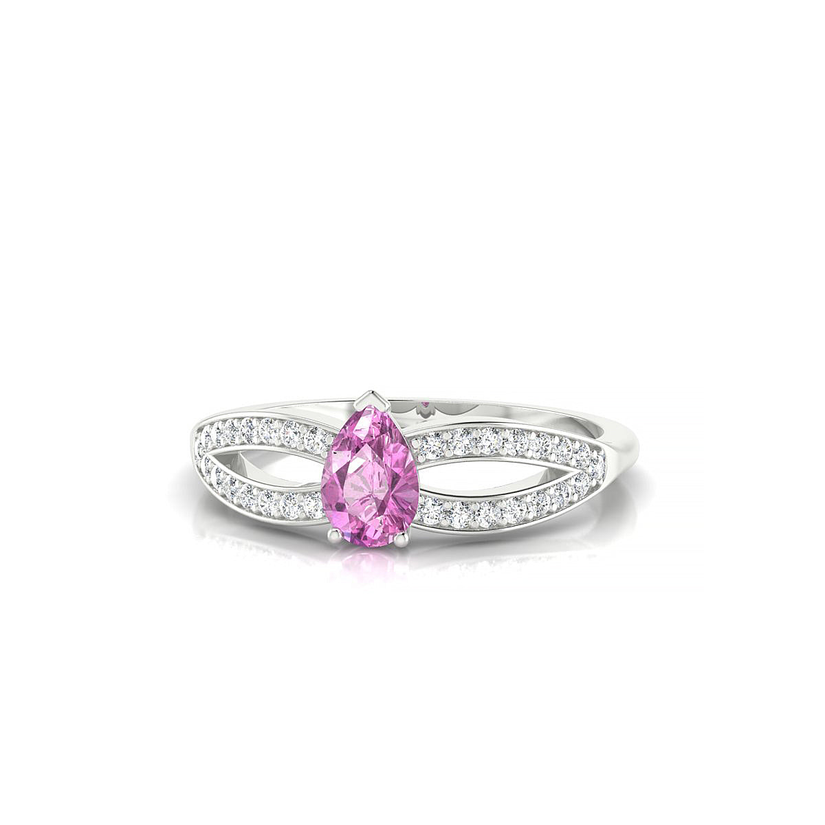 Prestige | 18k White Gold 6 x 4 mm Pear Pink Sapphire Ring