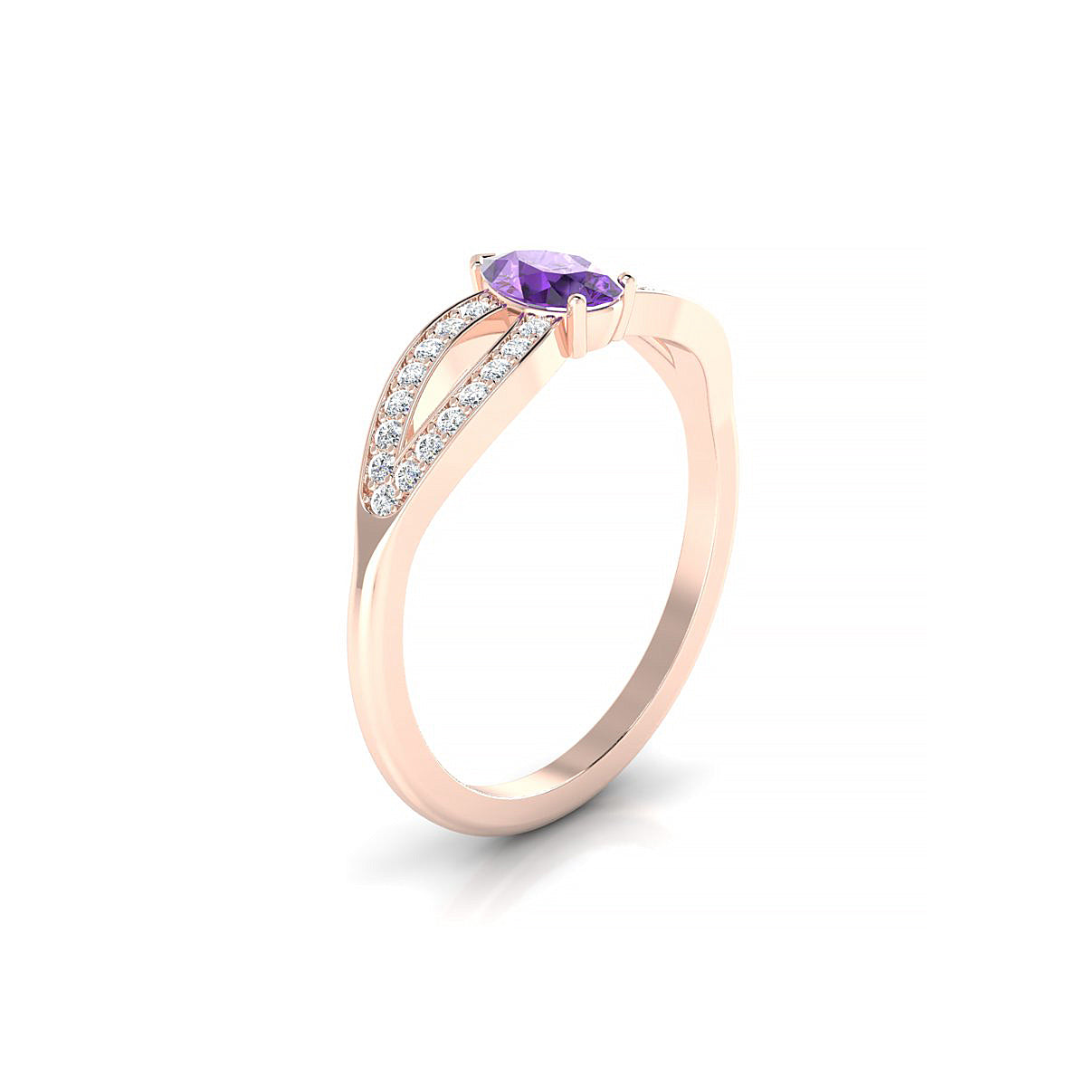 Prestige | 18k Rose Gold 6 x 4 mm Pear Amethyst Ring