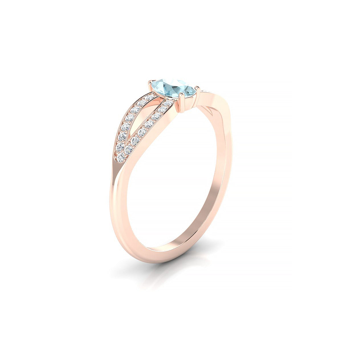 Prestige | 18k Rose Gold 6 x 4 mm Pear Aquamarine Ring