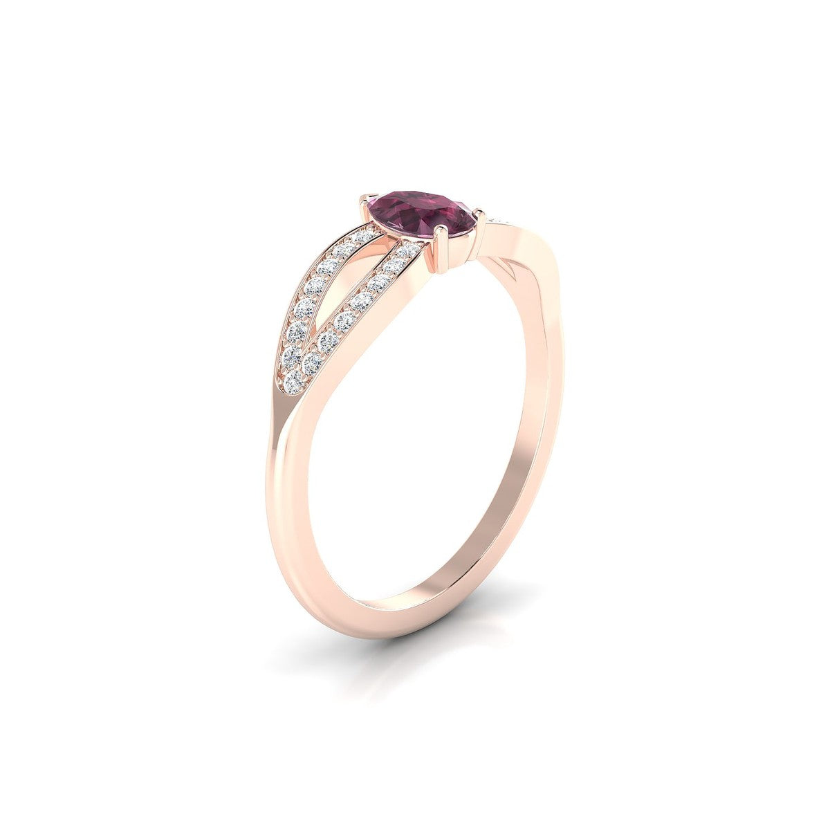 Prestige | 18k Rose Gold 6 x 4 mm Pear Rhodolite Ring