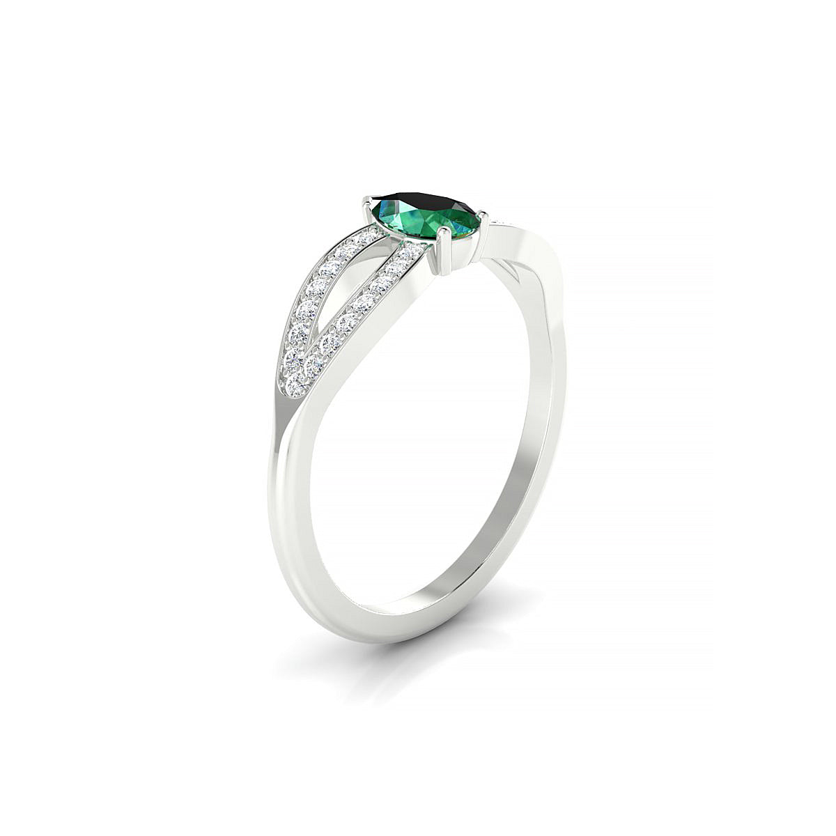 Prestige | 18k White Gold 6 x 4 mm Pear Emerald Ring