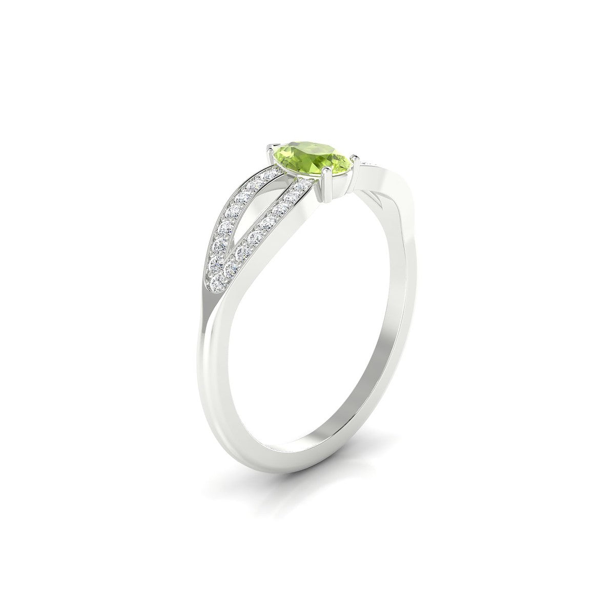 Prestige | 18k White Gold 6 x 4 mm Pear Peridot Ring
