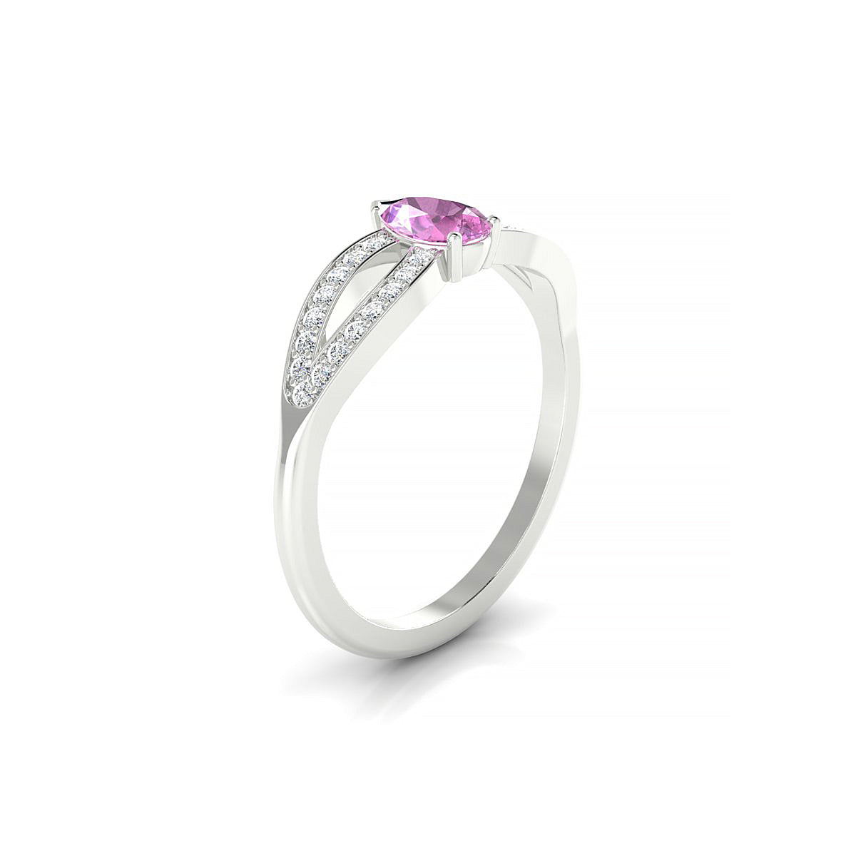 Prestige | 18k White Gold 6 x 4 mm Pear Pink Sapphire Ring