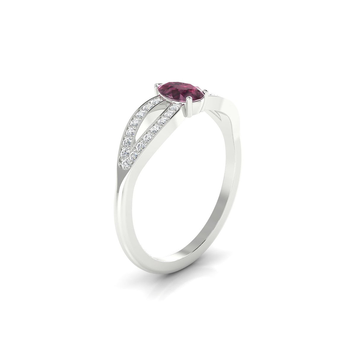 Prestige | 18k White Gold 6 x 4 mm Pear Rhodolite Ring
