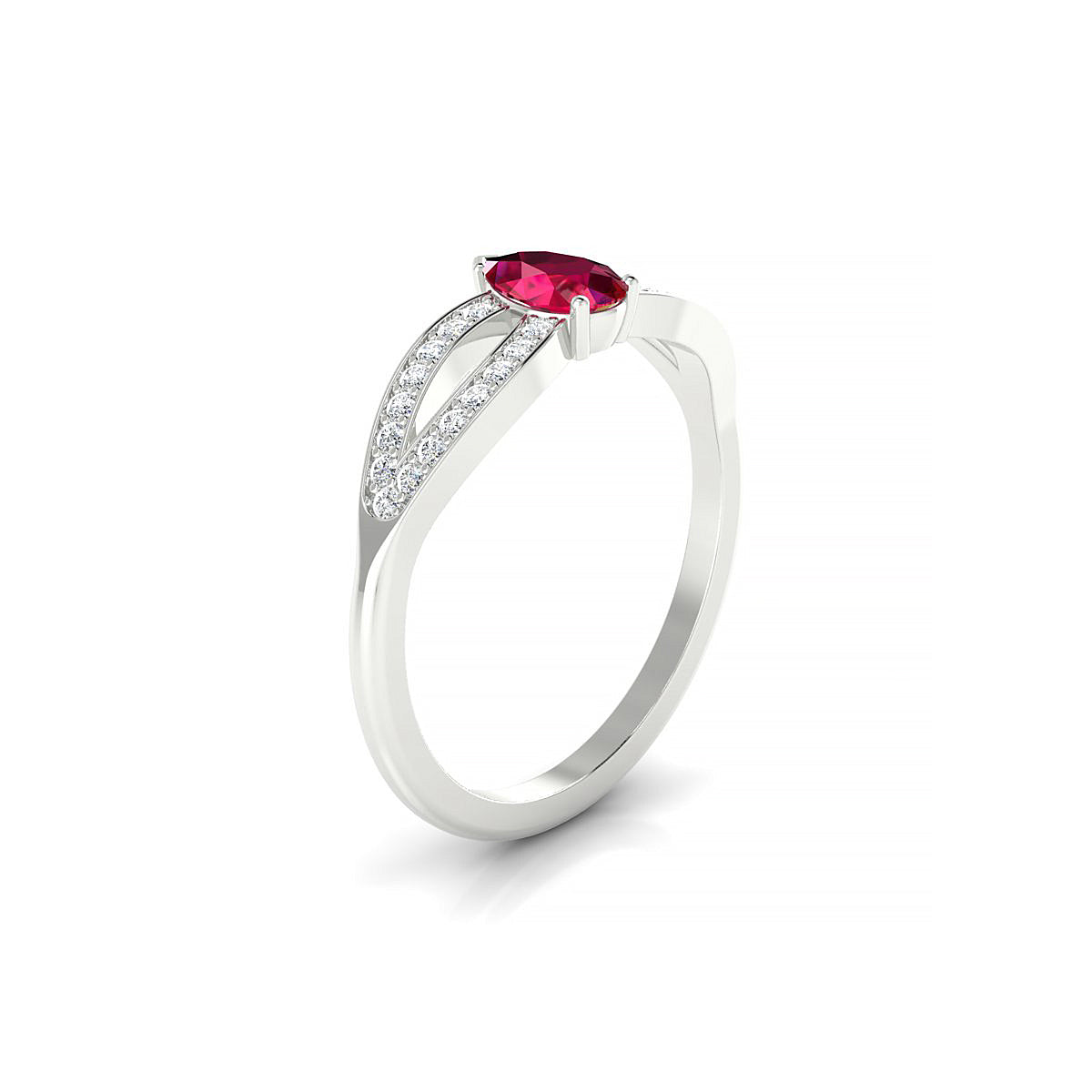 Prestige | 18k White Gold 6 x 4 mm Pear Ruby Ring