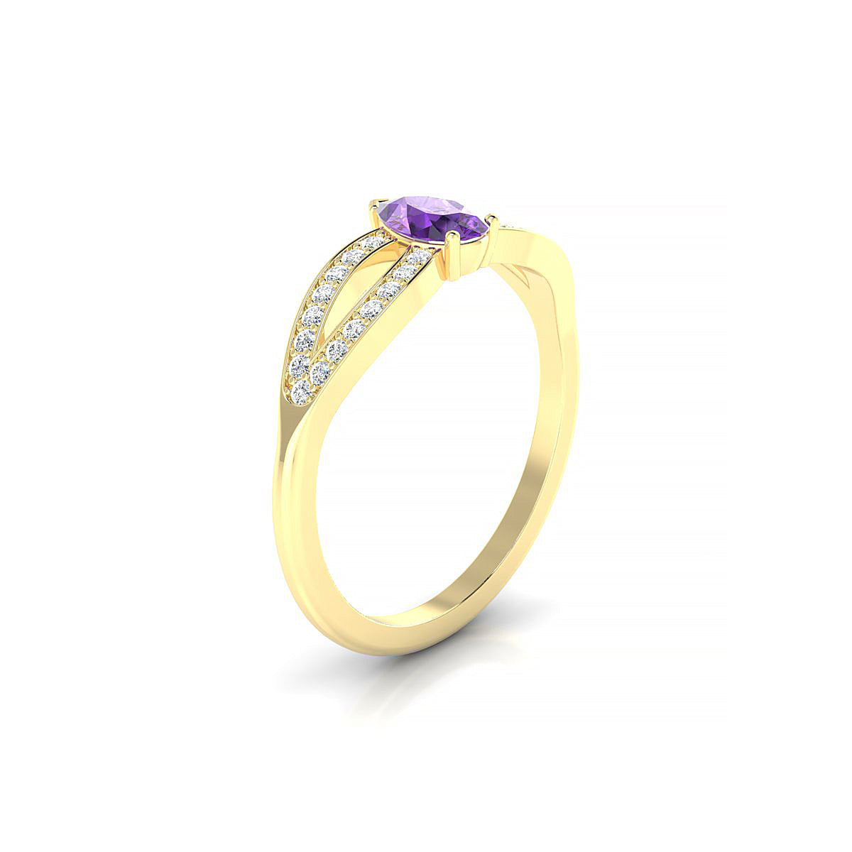 Prestige | 18k Yellow Gold 6 x 4 mm Pear Amethyst Ring