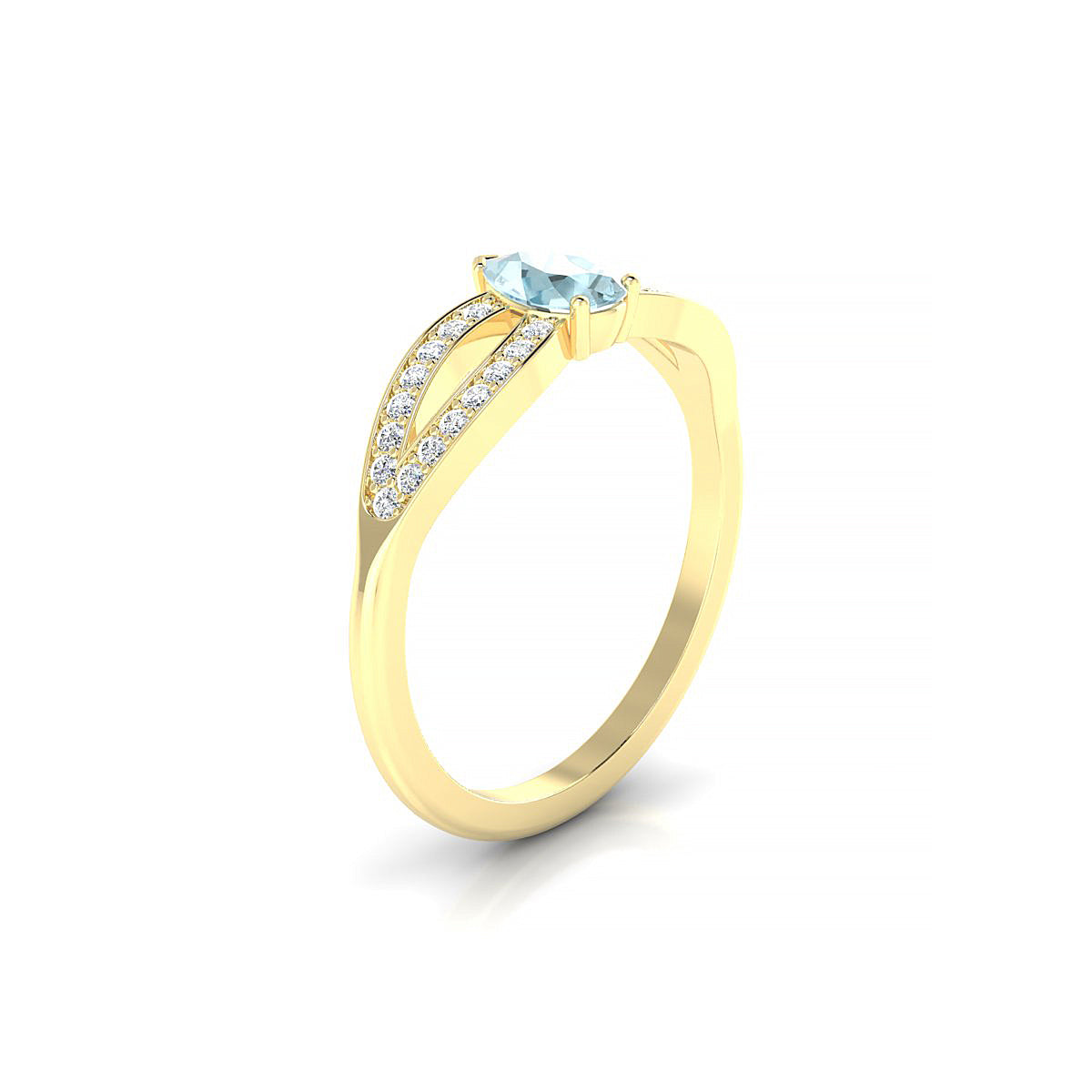 Prestige | 18k Yellow Gold 6 x 4 mm Pear Aquamarine Ring