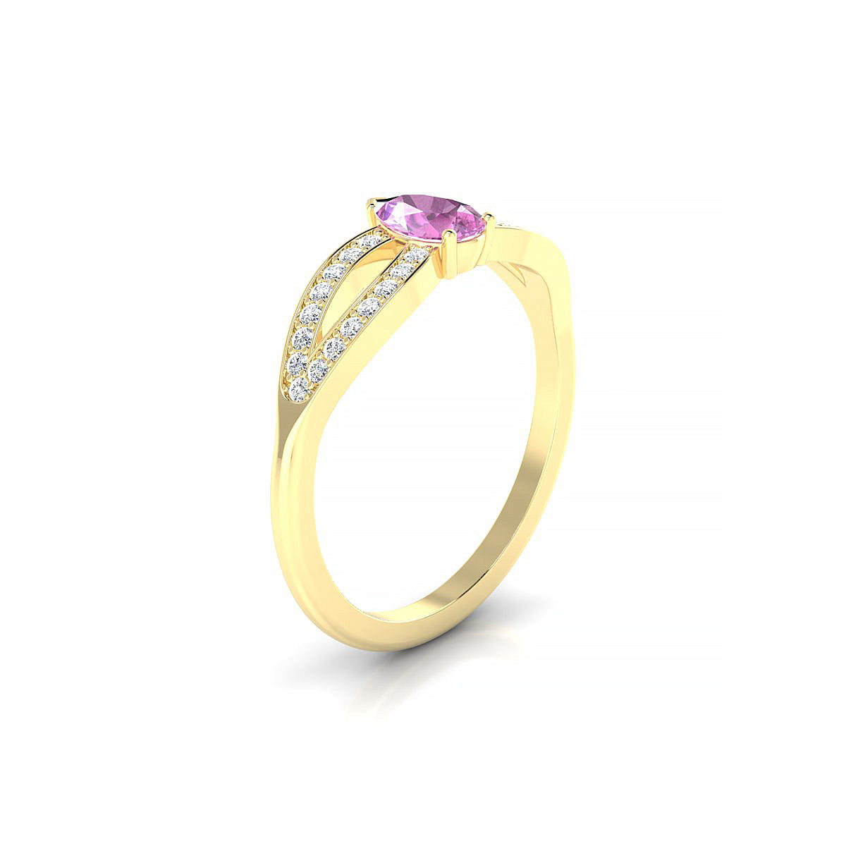 Prestige | 18k Yellow Gold 6 x 4 mm Pear Pink Sapphire Ring