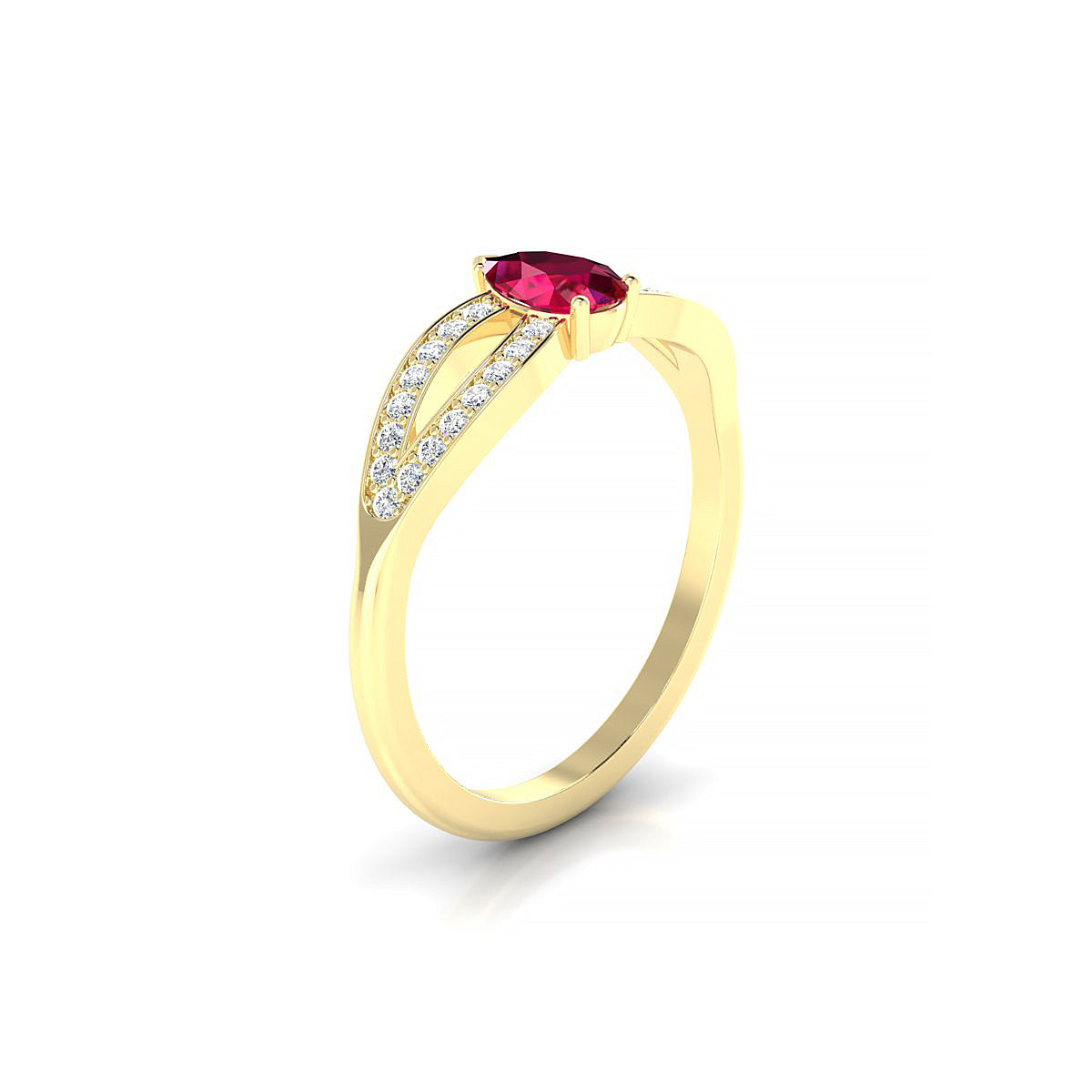 Prestige | 18k Yellow Gold 6 x 4 mm Pear Ruby Ring