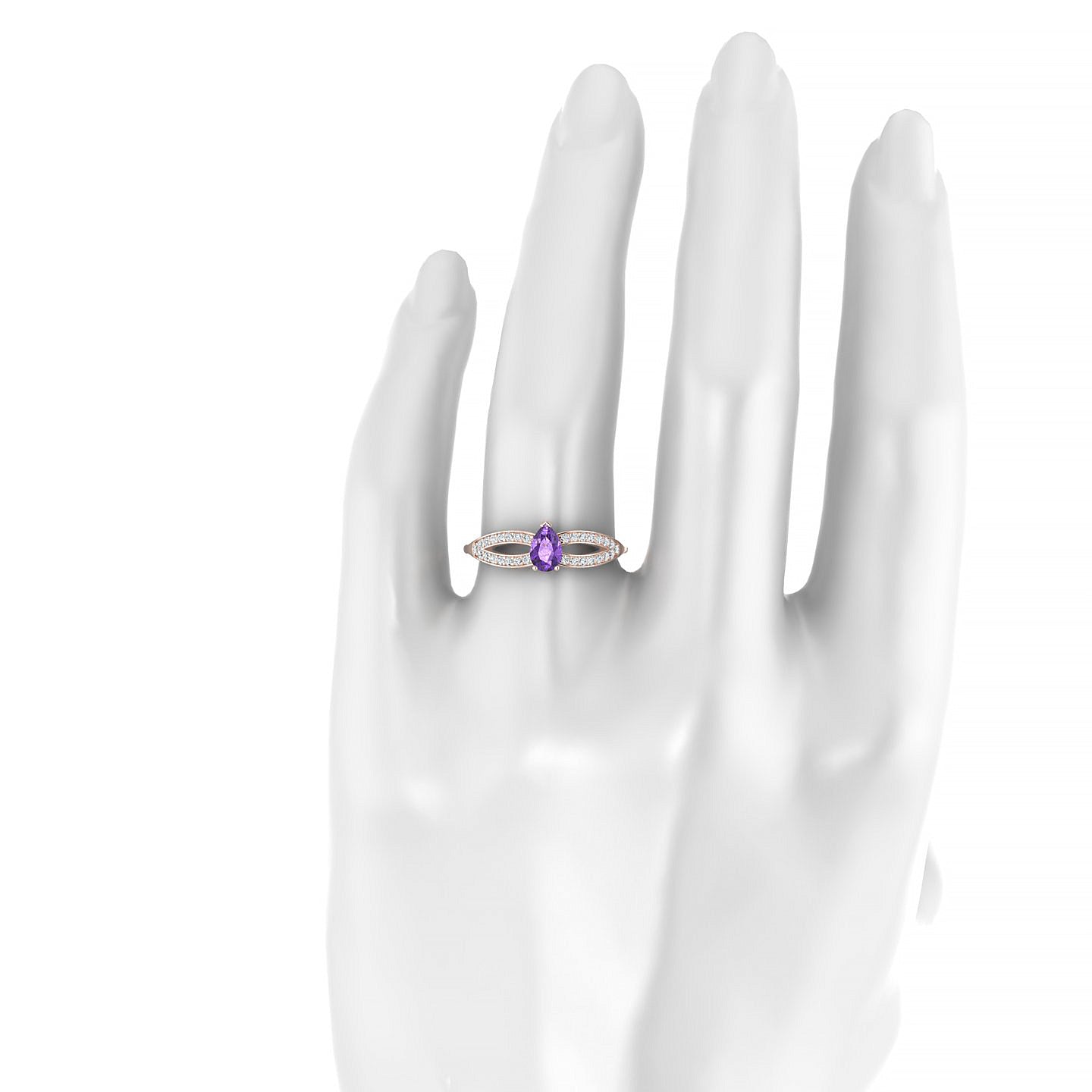 Prestige | 18k Rose Gold 6 x 4 mm Pear Amethyst Ring