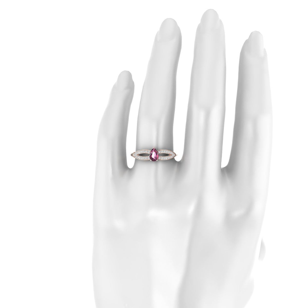 Prestige | 18k Rose Gold 6 x 4 mm Pear Rhodolite Ring