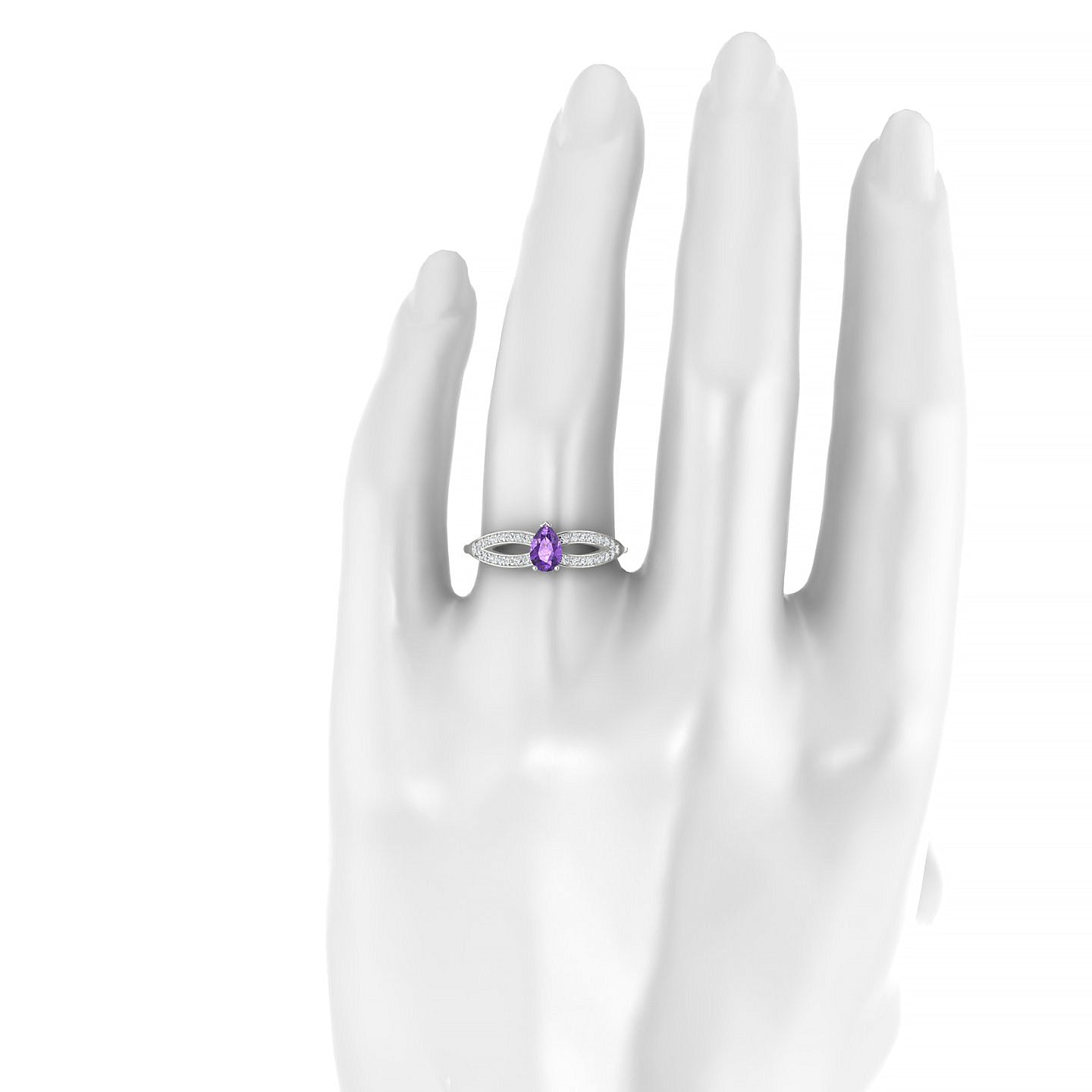 Prestige | 18k White Gold 6 x 4 mm Pear Amethyst Ring