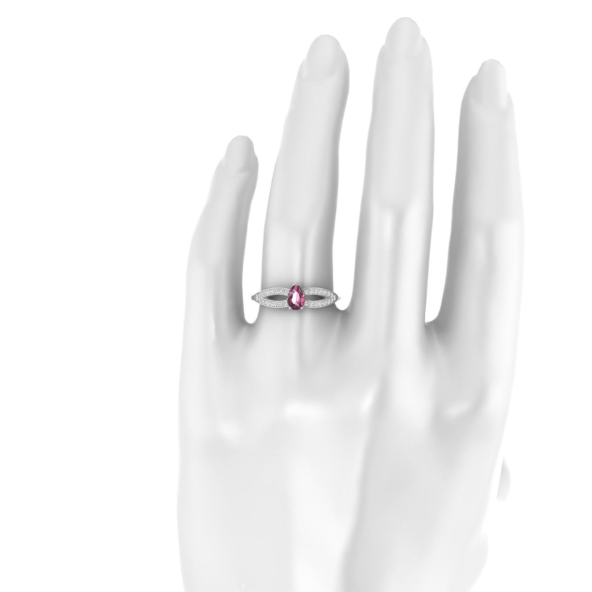 Prestige | 18k White Gold 6 x 4 mm Pear Rhodolite Ring