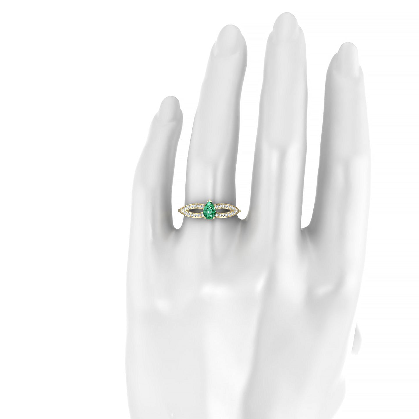 Prestige | 18k Yellow Gold 6 x 4 mm Pear Emerald Ring