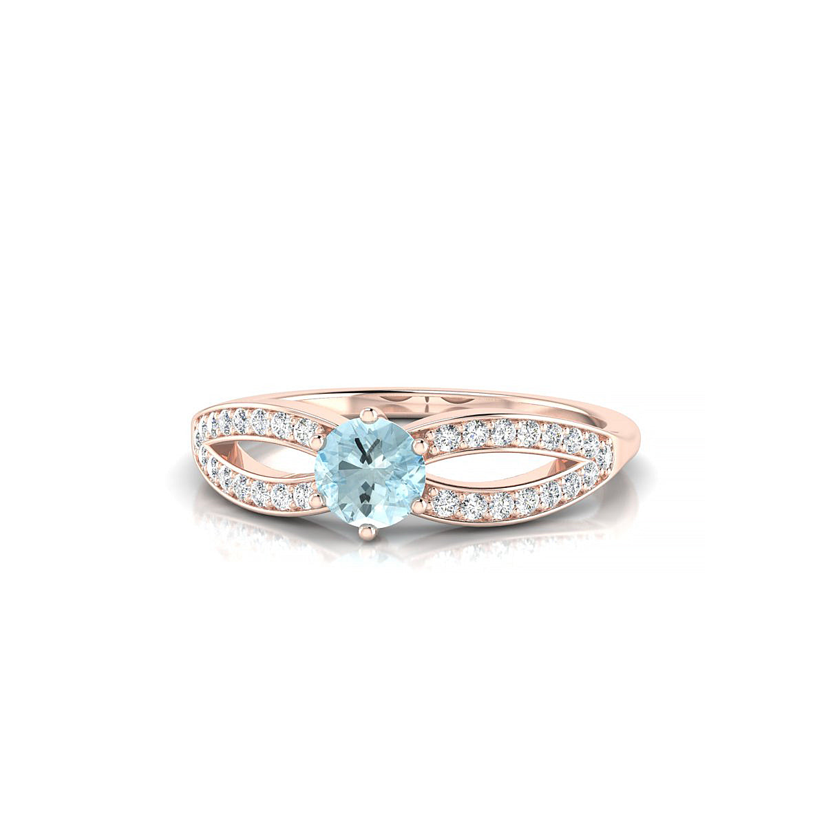 Prestige | 18k Rose Gold 4.5 mm Round Aquamarine Ring