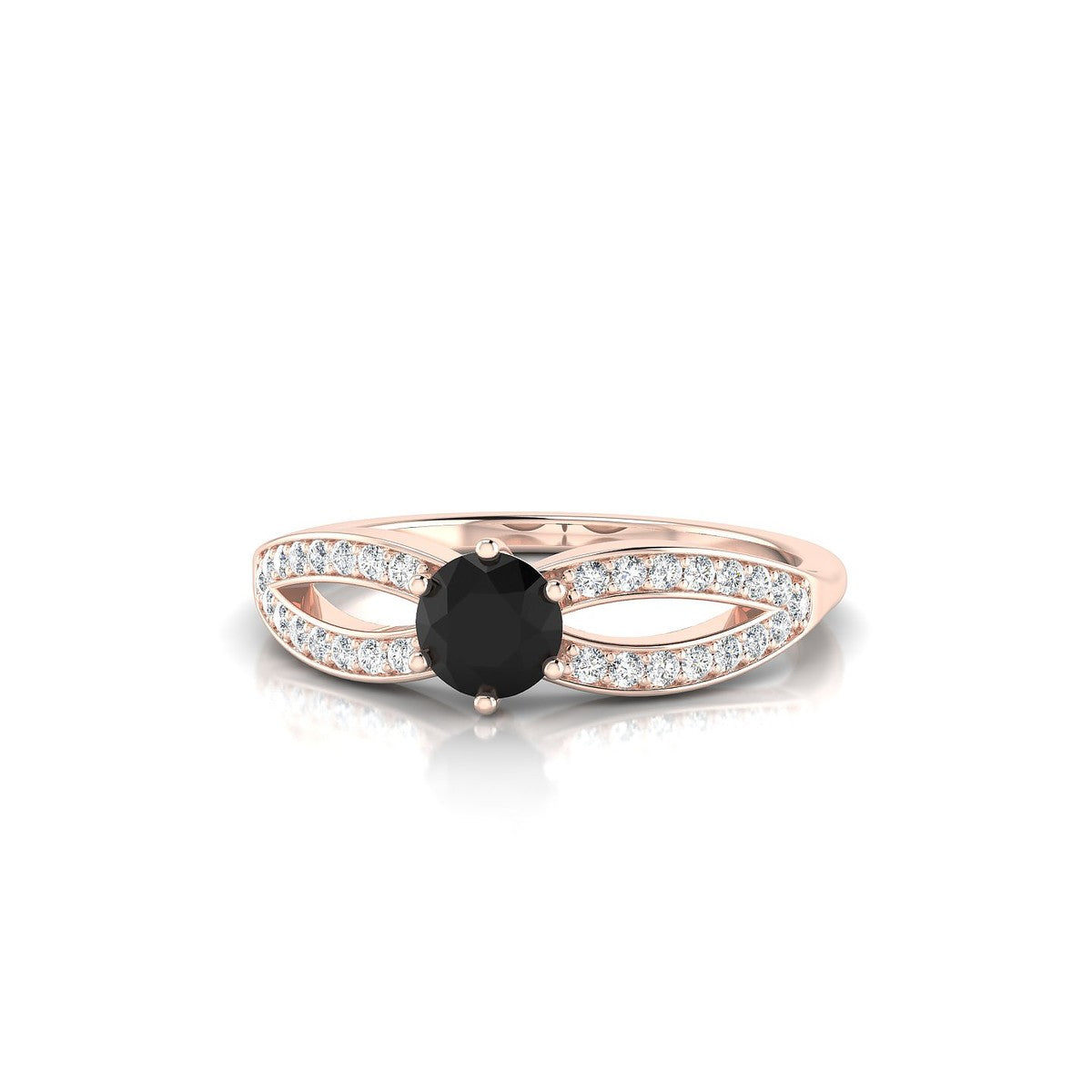 Prestige | 18k Rose Gold 4.5 mm Round Black Diamond Ring