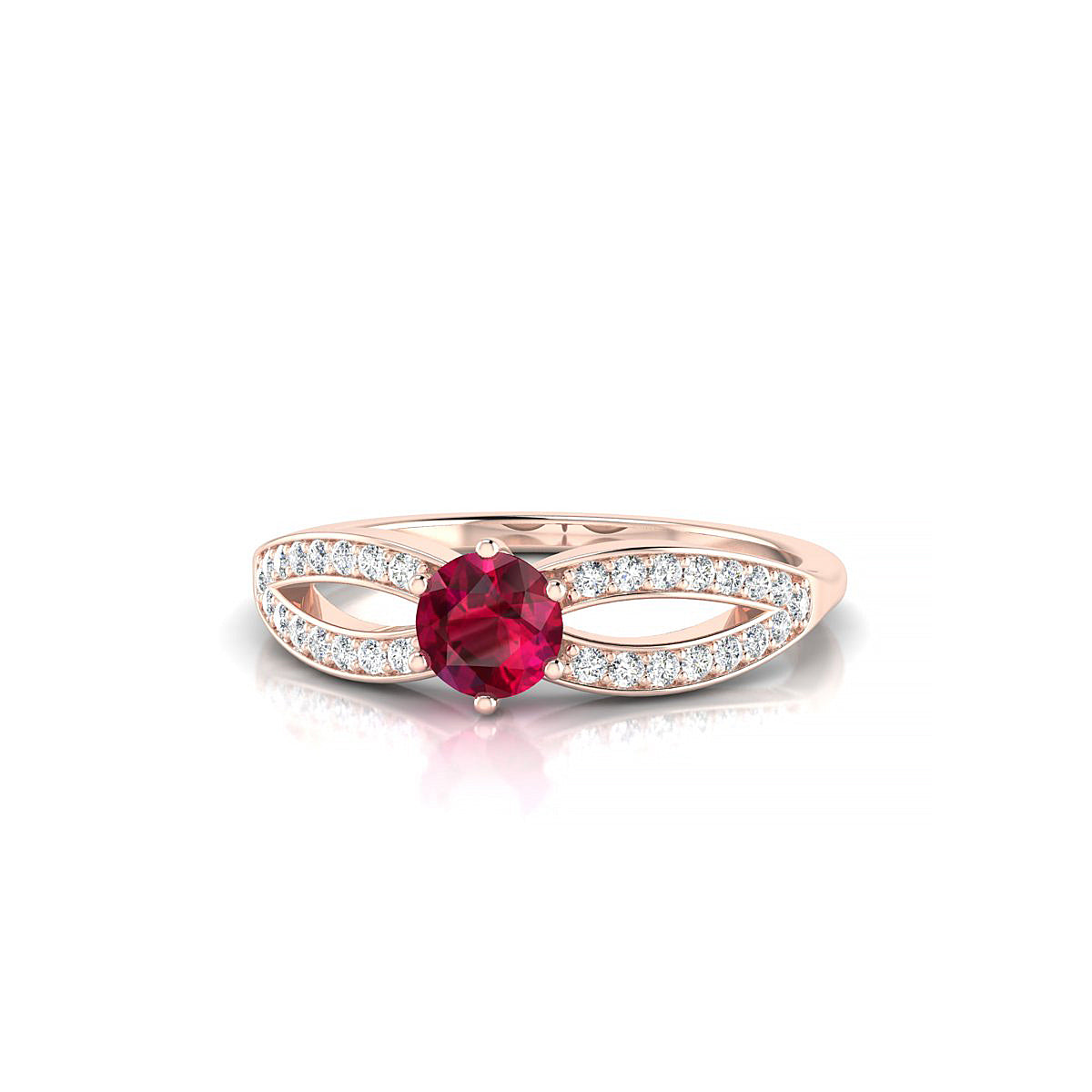 Prestige | 18k Rose Gold 4.5 mm Round Ruby Ring