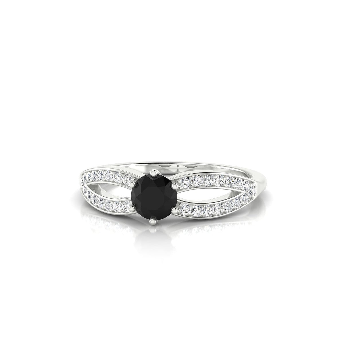 Prestige | 18k White Gold 4.5 mm Round Black Diamond Ring