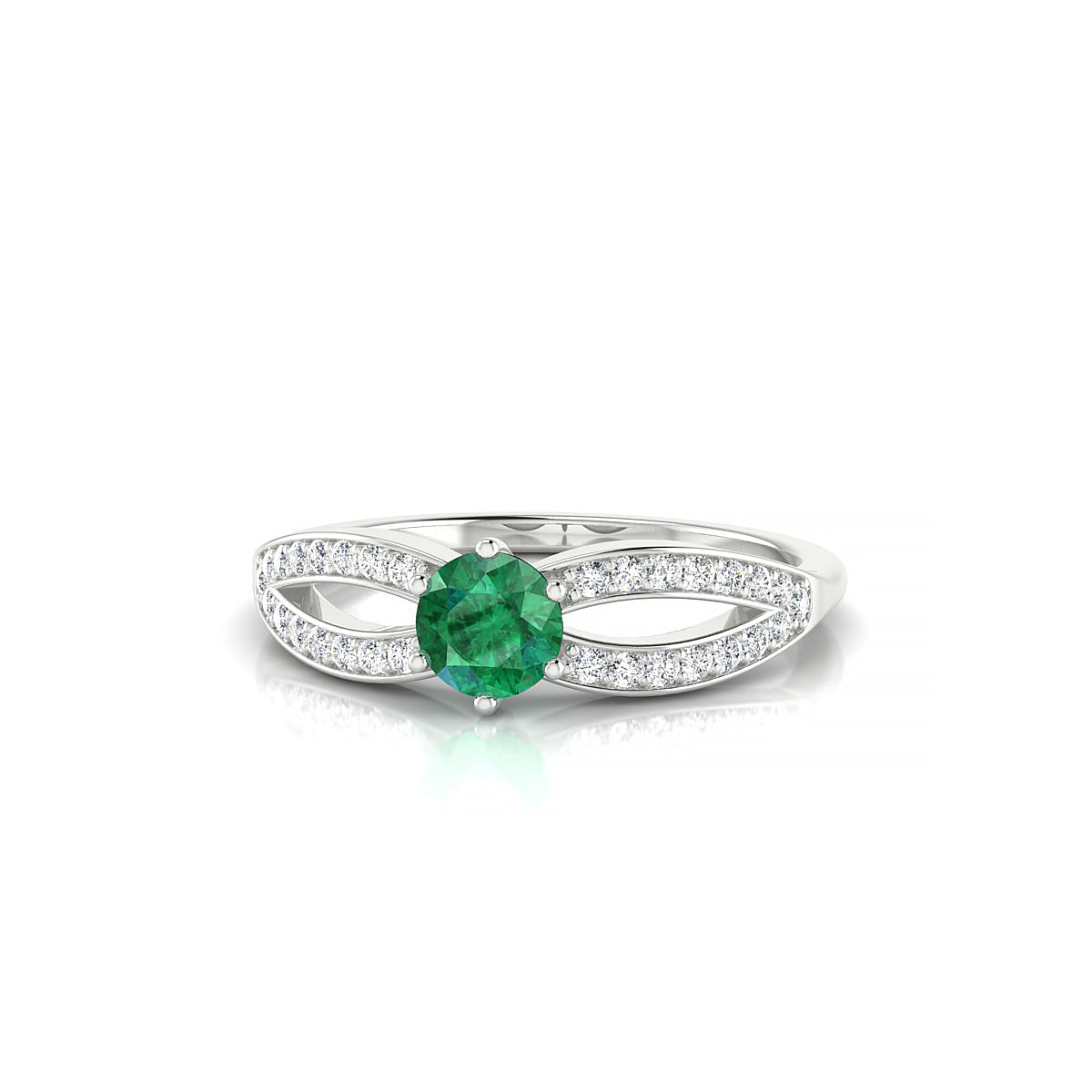 Prestige | 18k White Gold 4.5 mm Round Emerald Ring