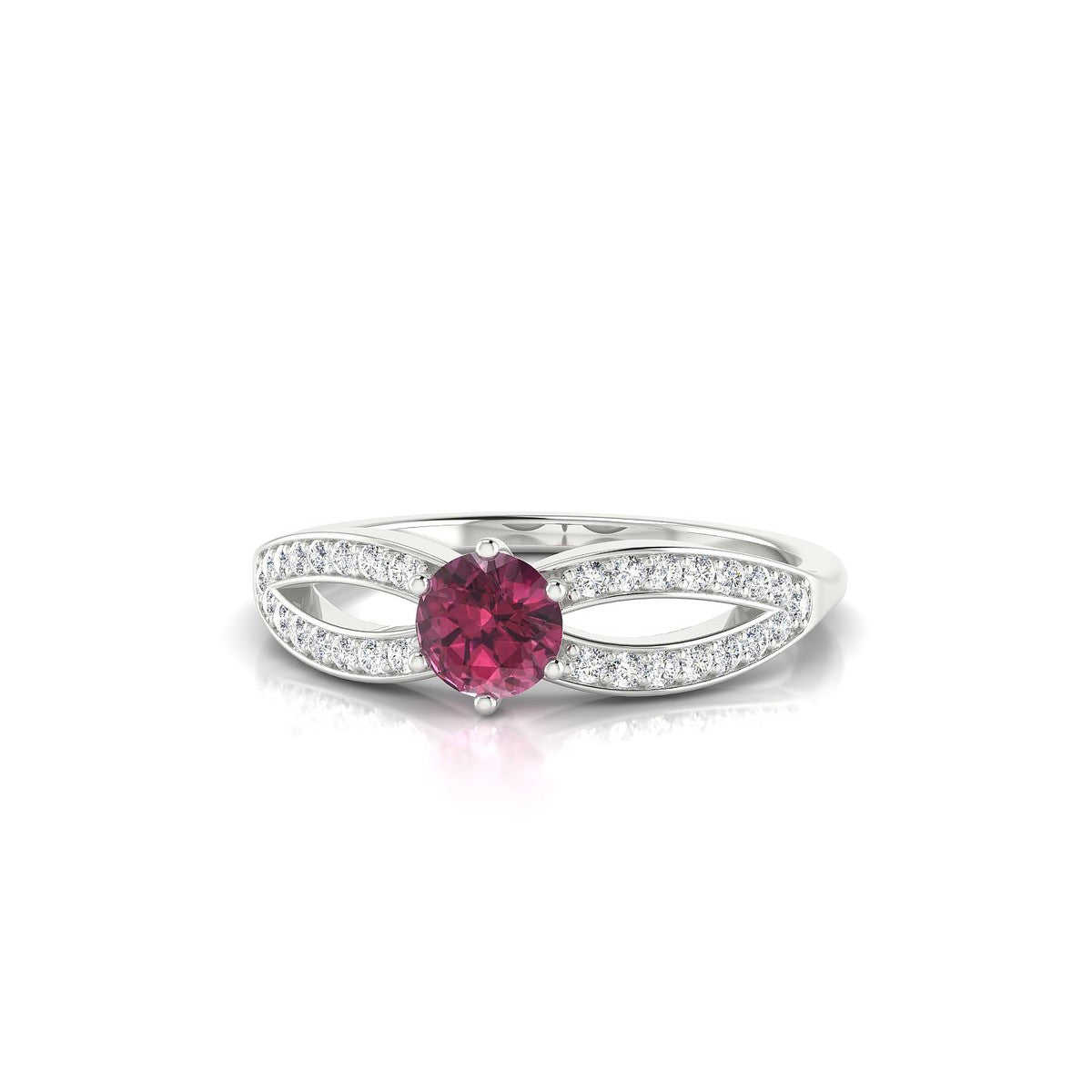 Prestige | 18k White Gold 4.5 mm Round Rhodolite Ring
