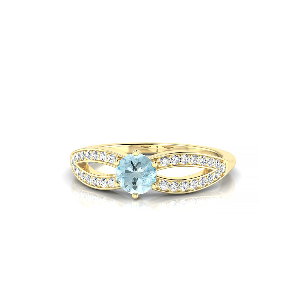 Prestige | 18k Yellow Gold 4.5 mm Round Aquamarine Ring