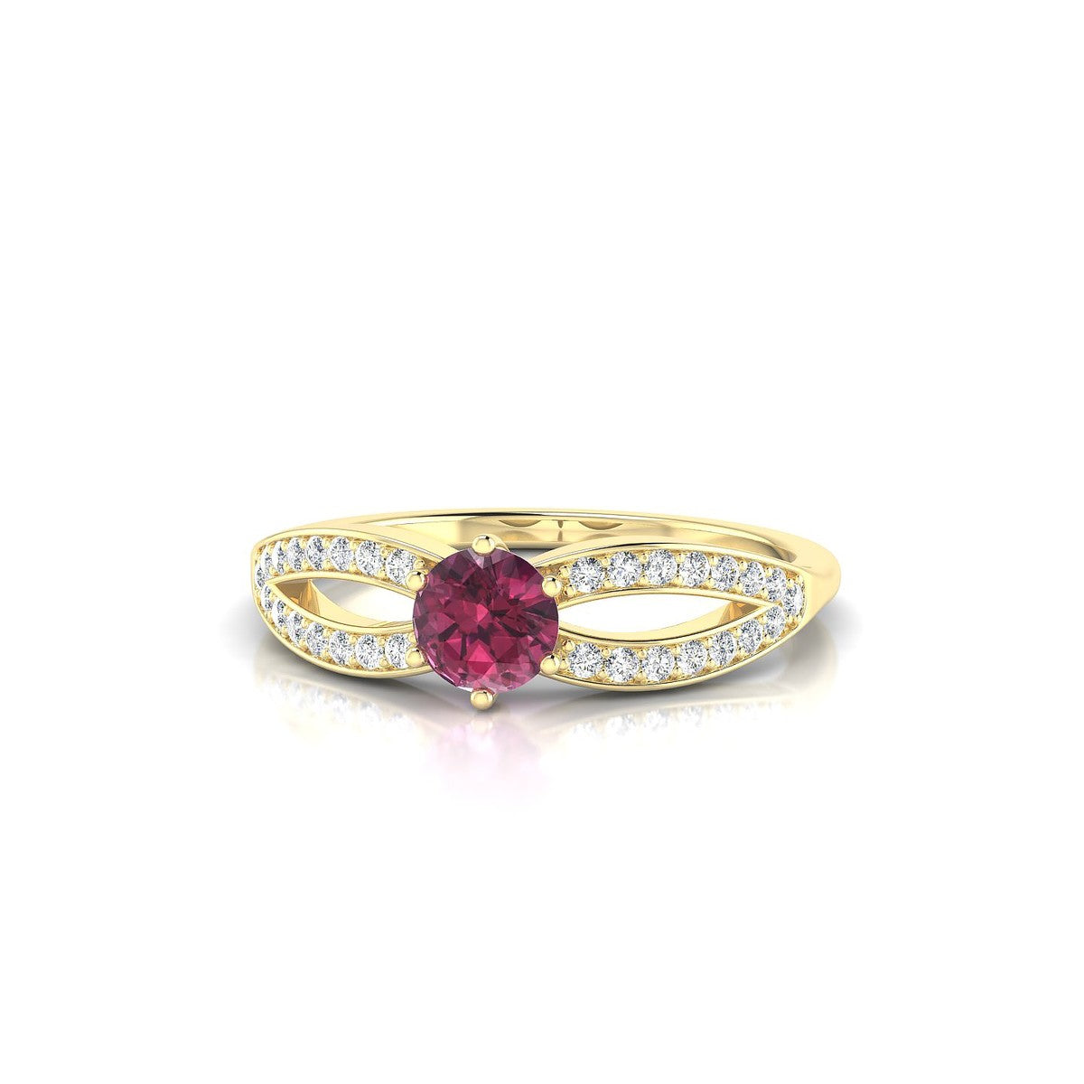 Prestige | 18k Yellow Gold 4.5 mm Round Rhodolite Ring