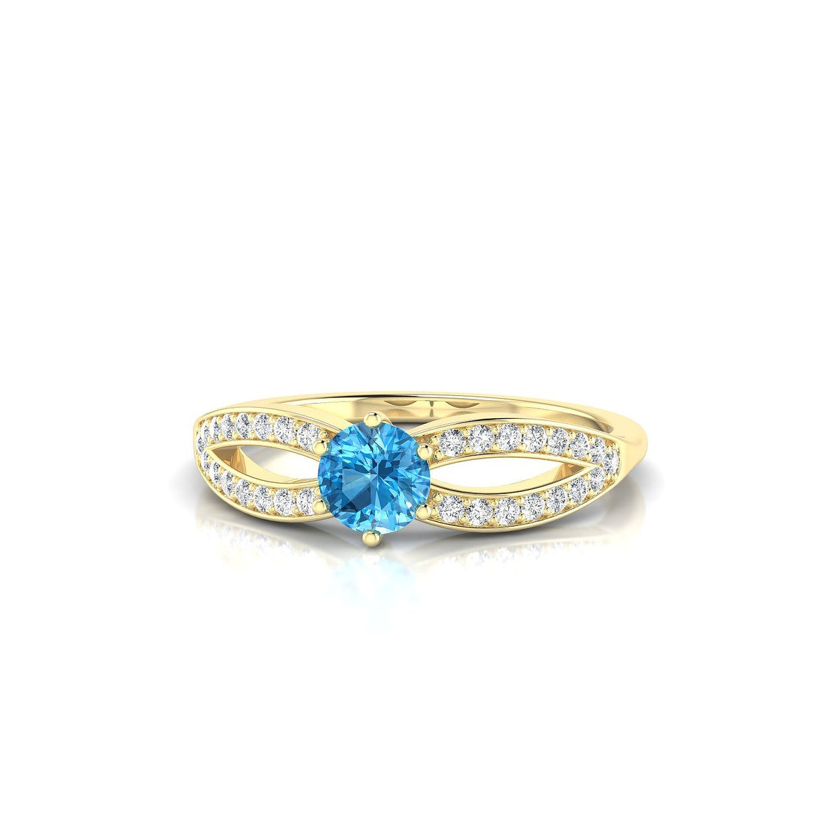 Prestige | 18k Yellow Gold 4.5 mm Round Topaz Ring