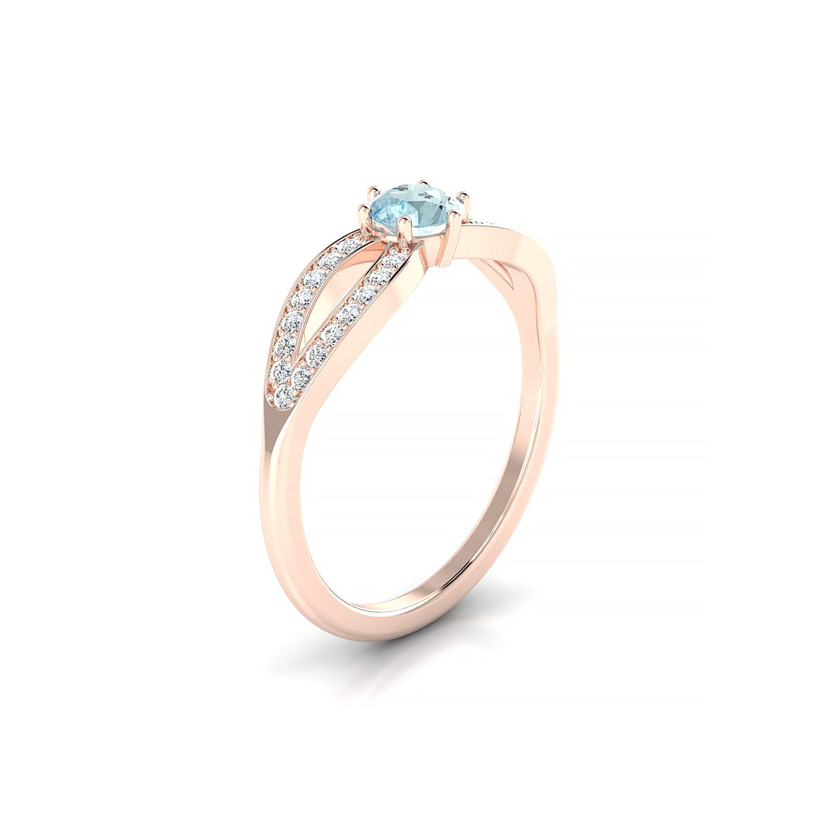 Prestige | 18k Rose Gold 4.5 mm Round Aquamarine Ring
