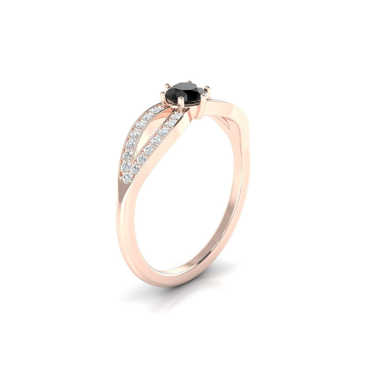 Prestige | 18k Rose Gold 4.5 mm Round Black Diamond Ring