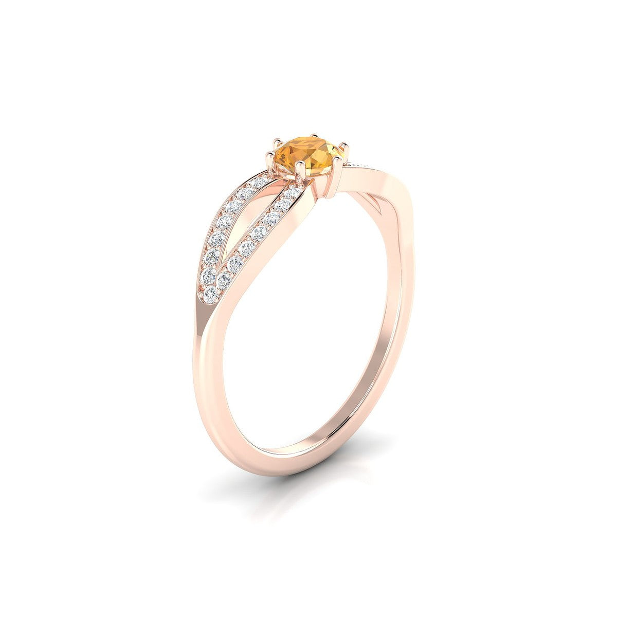 Prestige | 18k Rose Gold 4.5 mm Round Citrine Ring