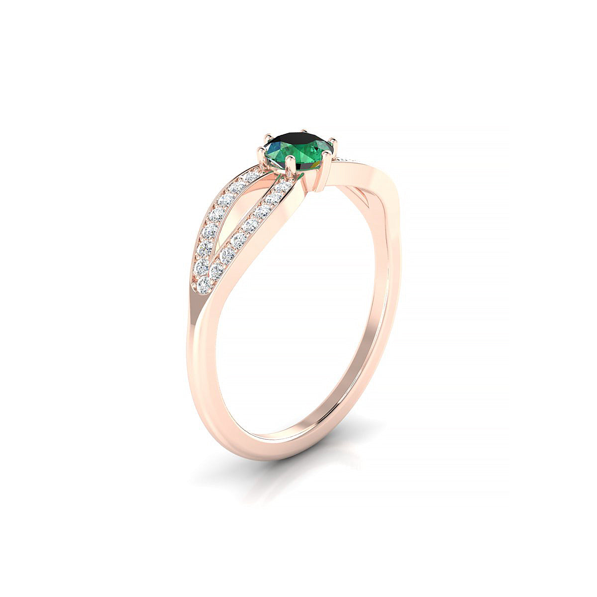 Prestige | 18k Rose Gold 4.5 mm Round Emerald Ring
