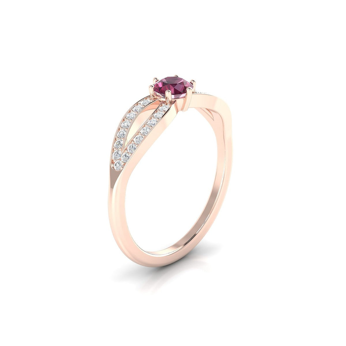 Prestige | 18k Rose Gold 4.5 mm Round Rhodolite Ring