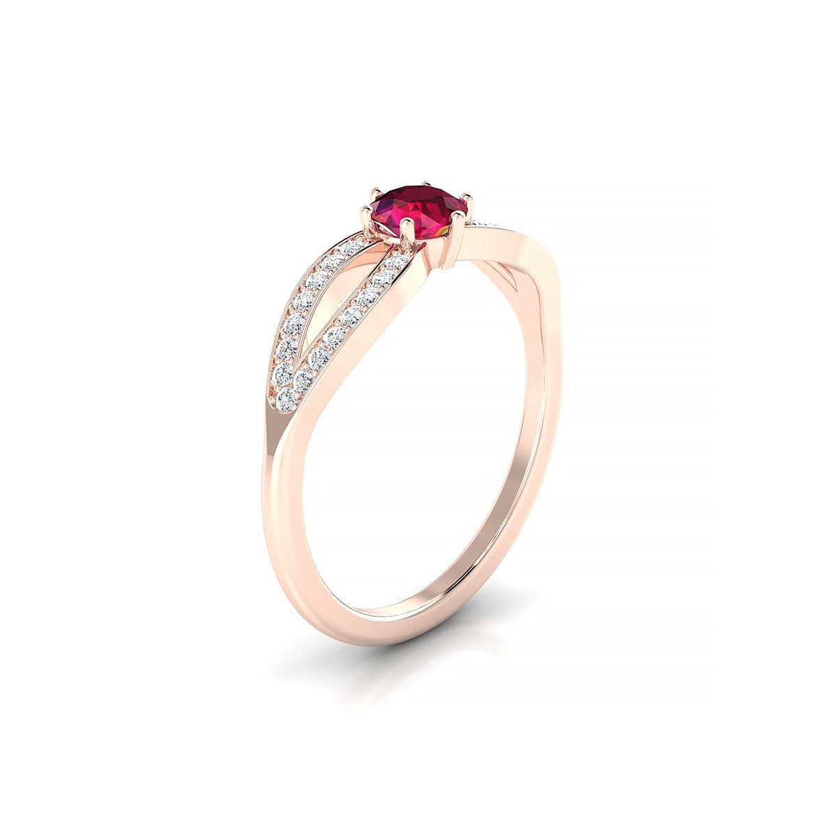Prestige | 18k Rose Gold 4.5 mm Round Ruby Ring