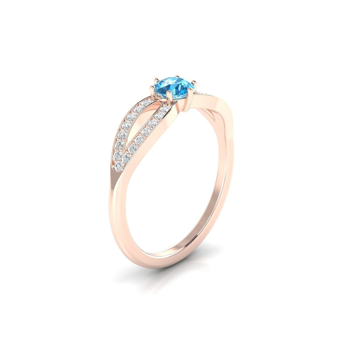 Prestige | 18k Rose Gold 4.5 mm Round Topaz Ring