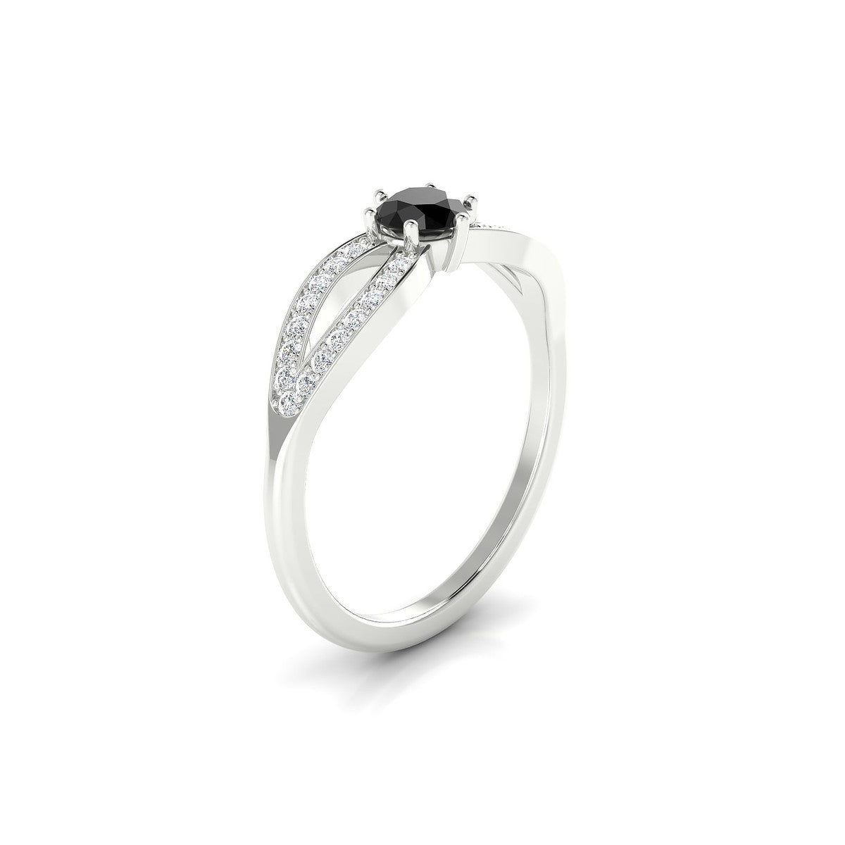 Prestige | 18k White Gold 4.5 mm Round Black Diamond Ring