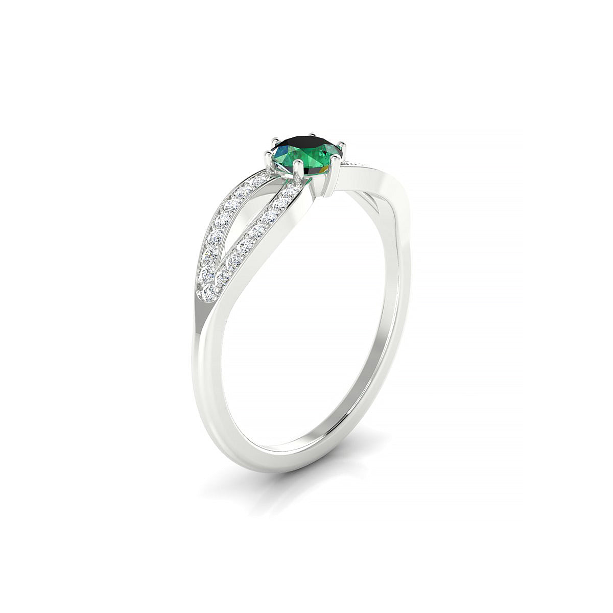 Prestige | 18k White Gold 4.5 mm Round Emerald Ring