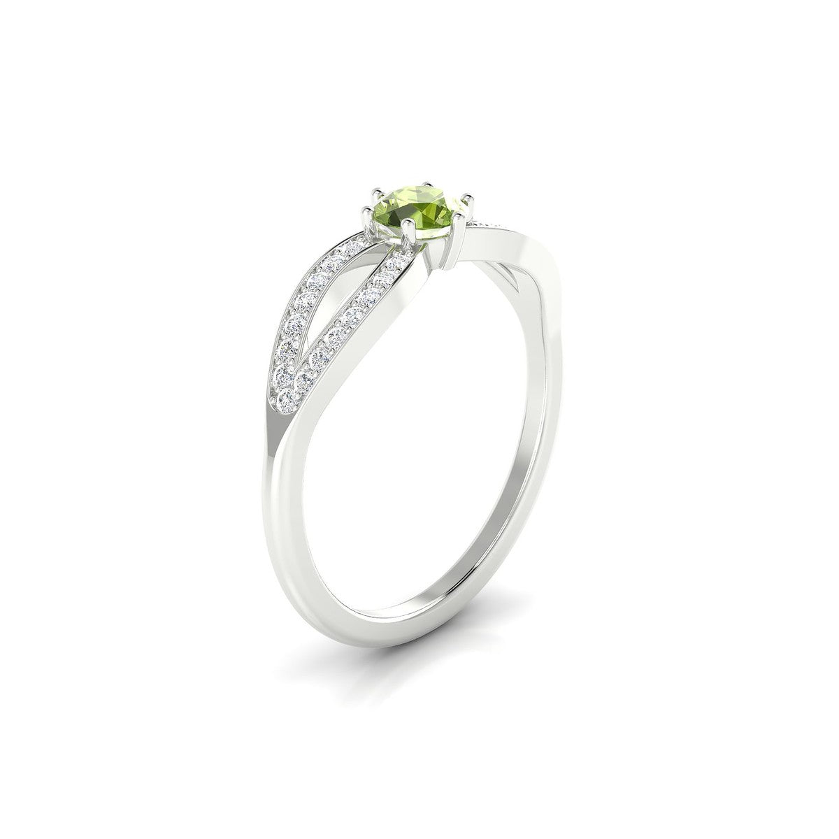 Prestige | 18k White Gold 4.5 mm Round Peridot Ring