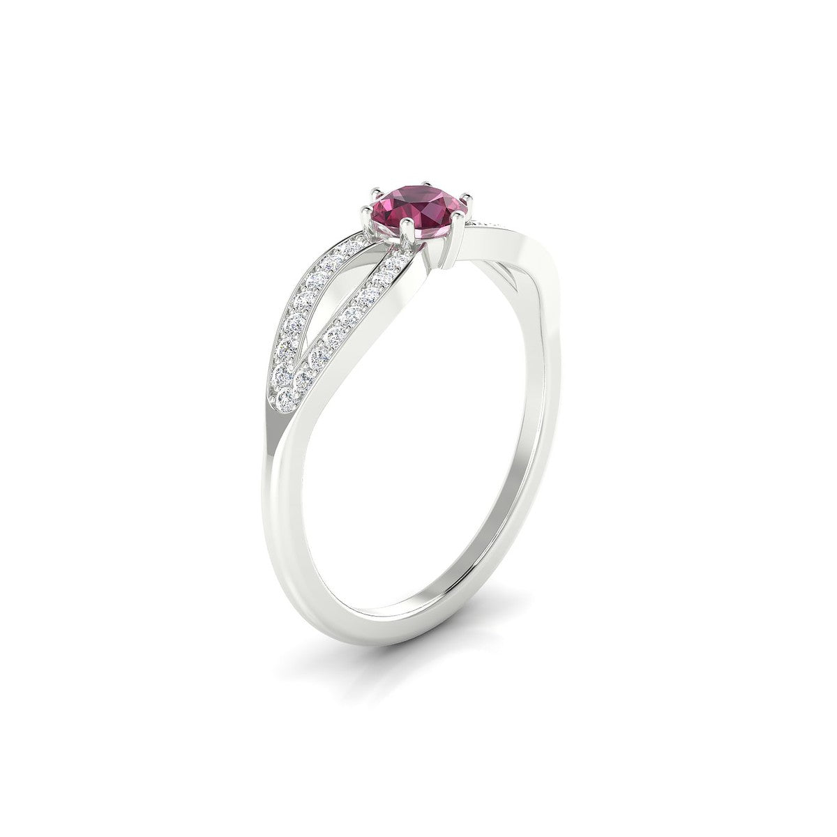 Prestige | 18k White Gold 4.5 mm Round Rhodolite Ring